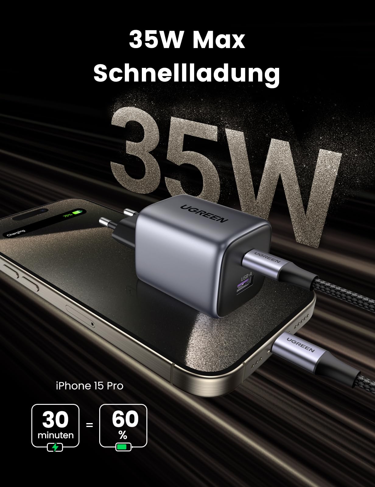 Anker Nano USB C-oplader, 35W max, 2-poorts compacte snellader met duurzame, geïntegreerde Anker InstaCord intrekbare kabel, werkt met iPhone 16 series, iPad, Pixel en meer Anker Nano USB C-oplader, 35W max, 2-poorts compacte snellader met duurzame, geïntegreerde Anker InstaCord intrekbare kabel, werkt met iPhone 16 series, iPad, Pixel en meer
