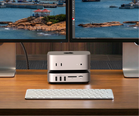 UGREEN Maxidok 10-in-1 Thunderbolt™ 5 Mac mini Dock met M.2 NVMe SSD-slot, dual 6K-displays voor Mac mini M4/M4 Pro