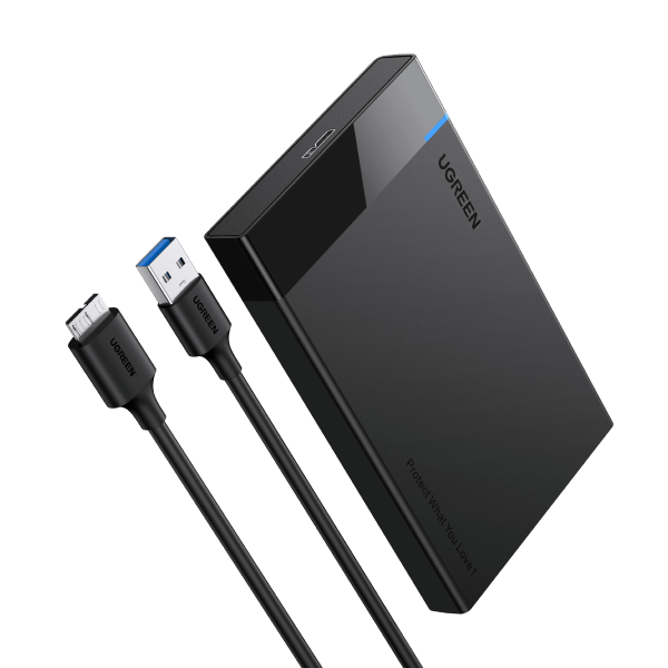 UGREEN USB 3.0 Externe Harde Schijf Behuizing 2,5 Inch SATA III II I HDD SSD met 5Gbps UASP Ondersteuning Windows Mac OS Linux Systemen, USB 3.0 Kabel Meegeleverd