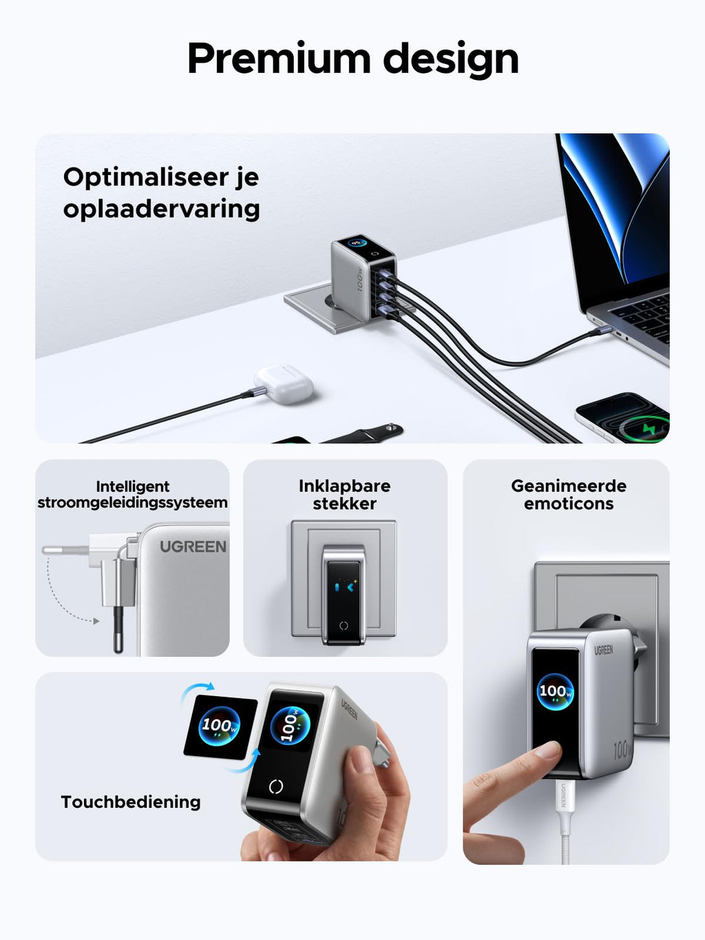 UGREEN Nexode Pro 100 W Oplader met Smart Display | UGREEN NL
