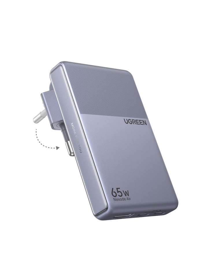 UGREEN Nexode Air Slim Oplader (65W, 3-Poorts, Opvouwbare Stekker)