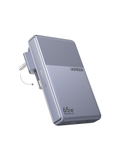 UGREEN Nexode Air Slim Oplader (65W, 3-Poorts, Opvouwbare Stekker)