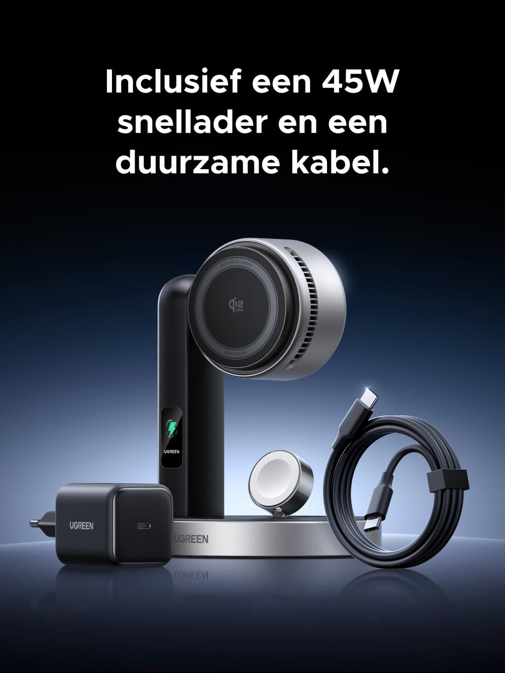 UGREEN MagFlow Pro 25W Qi2 3-in-1magnetisch oplaadstation met koeling