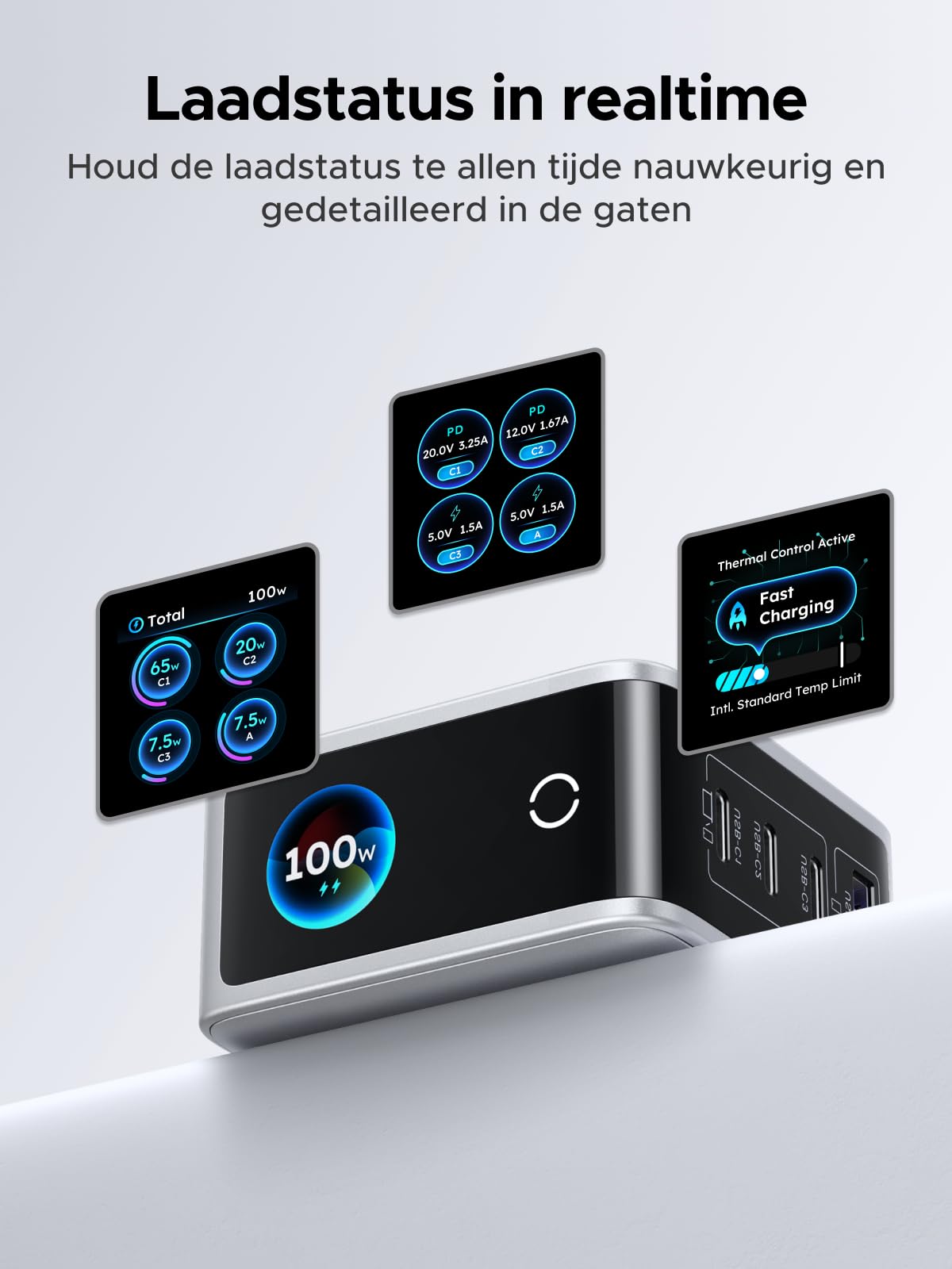 UGREEN Nexode Pro 100 W Oplader met Smart Display | UGREEN NL