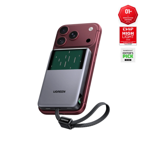 UGREEN MagFlow Pro Magnetische Powerbank (10.000 mAh, Qi2 25 W, Ingebouwde 45 W USB-C-kabel)