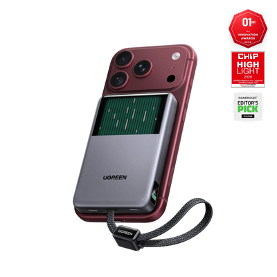 UGREEN MagFlow Pro Magnetische Powerbank (10.000 mAh, Qi2 25 W, Ingebouwde 45 W USB-C-kabel)