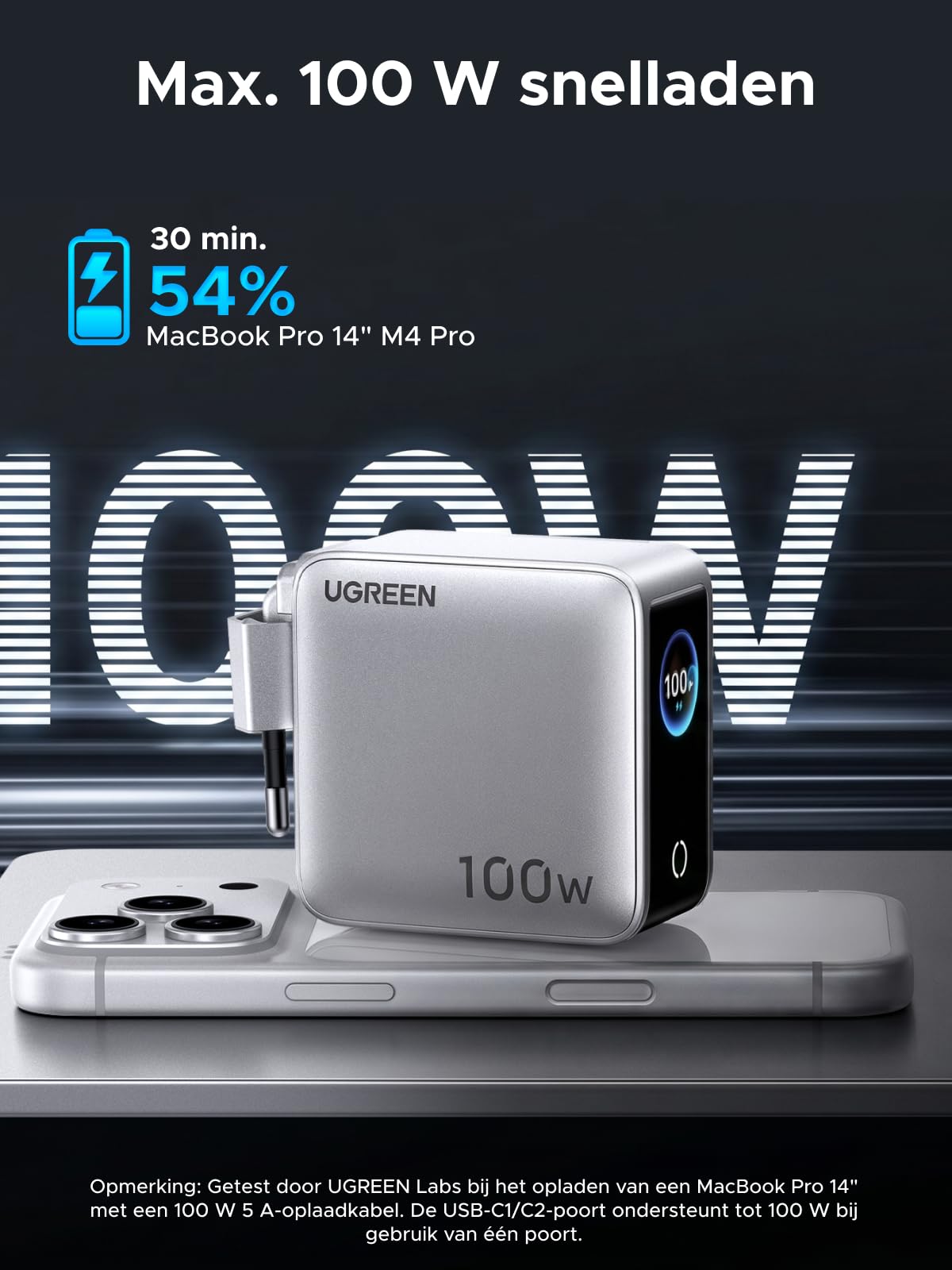 UGREEN Nexode Pro 100 W Oplader met Smart Display | UGREEN NL