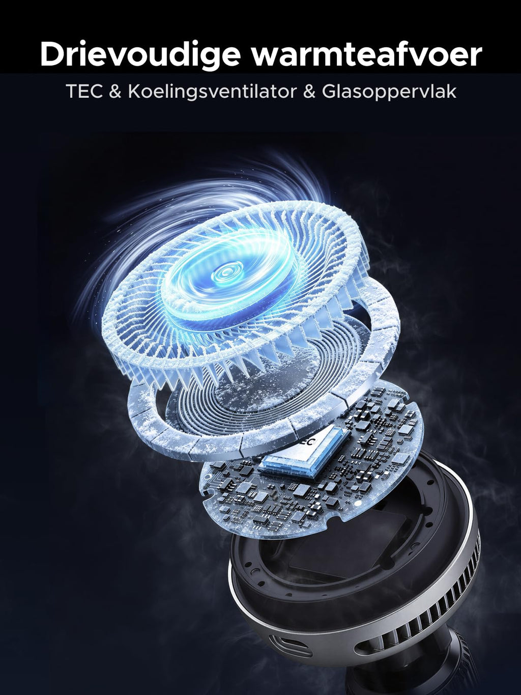 UGREEN Magflow Pro Qi2 25W magnetische autolader met koeling