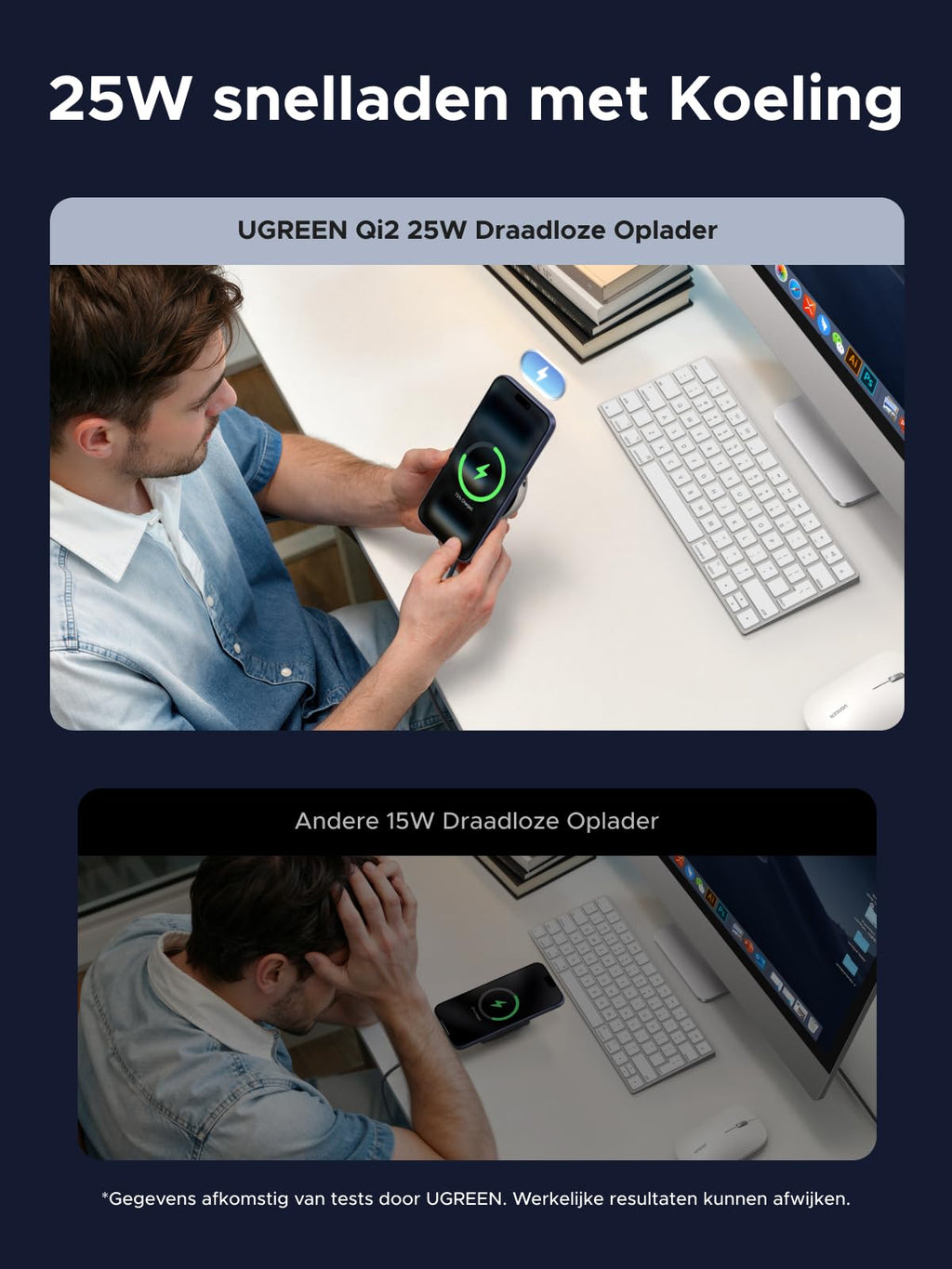 UGREEN Magflow Pro Qi2 25W magnetisch oplaadstation met actieve koeling
