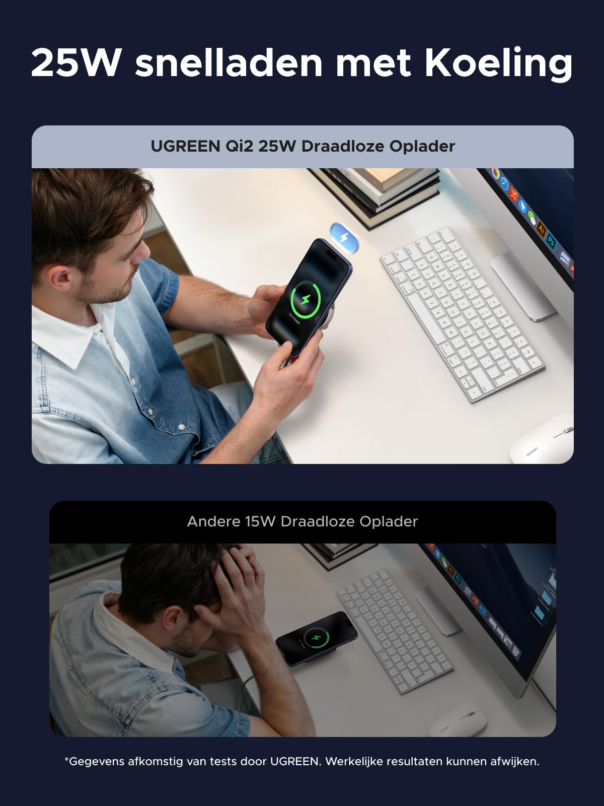 UGREEN Magflow Pro Qi2 25W magnetisch oplaadstation met actieve koeling