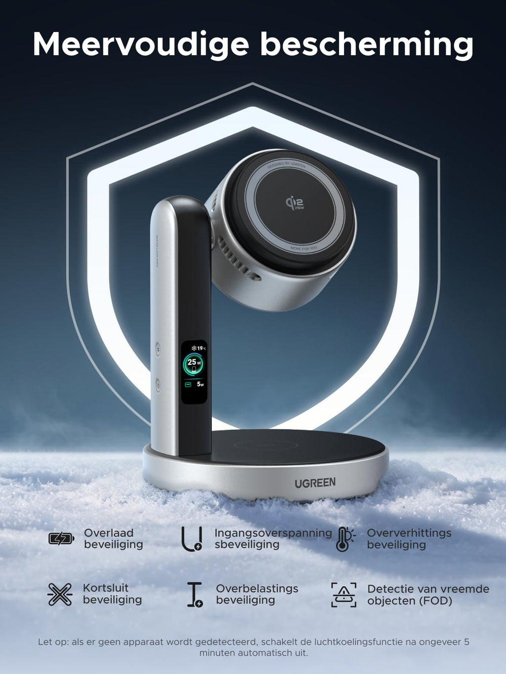 UGREEN MagFlow Pro 25W Qi2 2-in-1 magnetisch laadstation met koeling