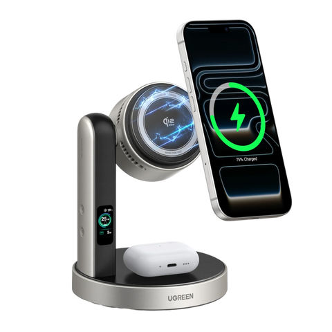 UGREEN MagFlow Pro Magnetisch Draadloos Laadstation (2-in-1, Qi2 25 W, Slim Koelsysteem)