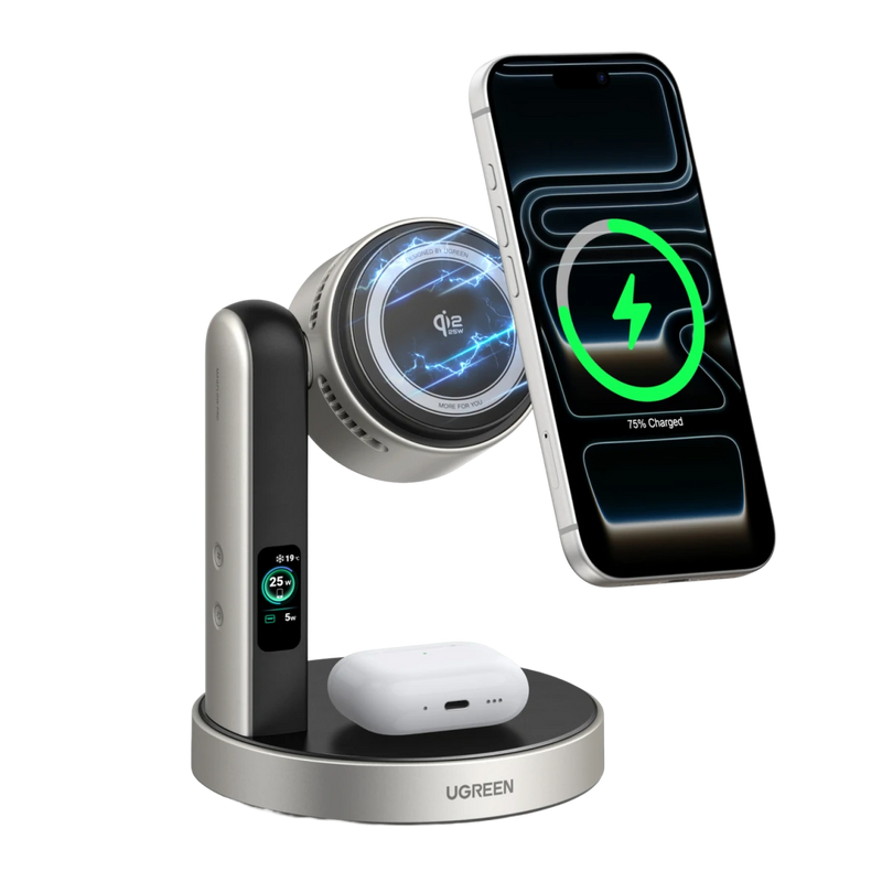 UGREEN MagFlow Pro Magnetisch Draadloos Laadstation (2-in-1, Qi2 25 W, Slim Koelsysteem)