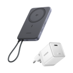 UGREEN MagFlow Air Powerbank & Nexode Air-oplader in Bundel (5.000 mAh / 10.000 mAh, Qi2 15 W, 65 W GaN)
