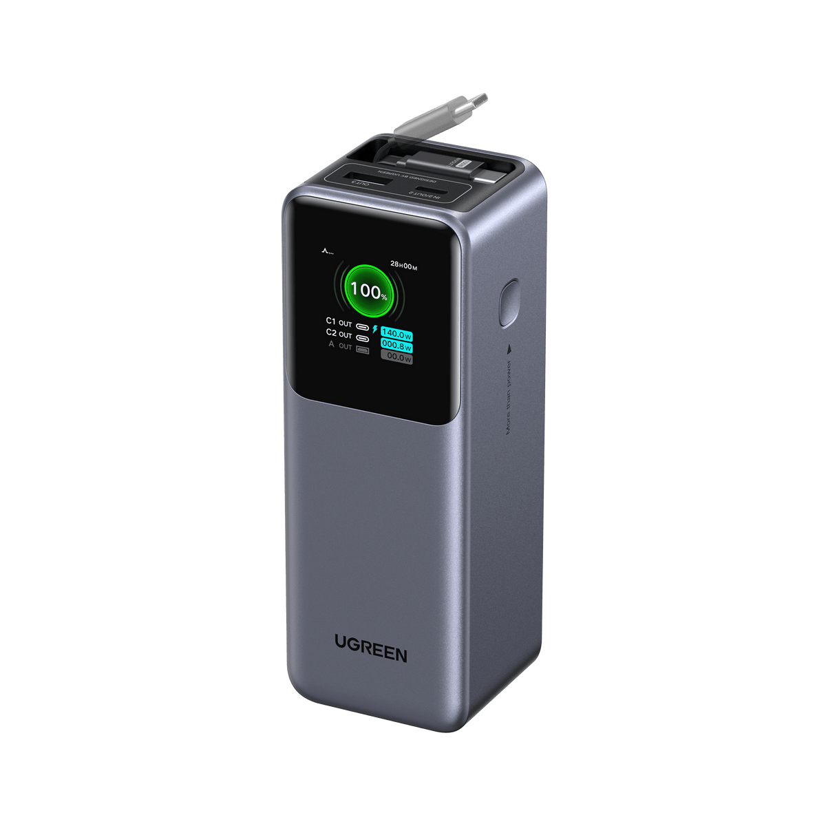 UGREEN Nexode Power Bank 20000mAh 165W met Retractable USB-C-kabel