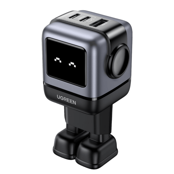 UGREEN Nexode RG USB C-oplader 65W USB C-voeding 3-poorts snellader Robot GaN (zwart)