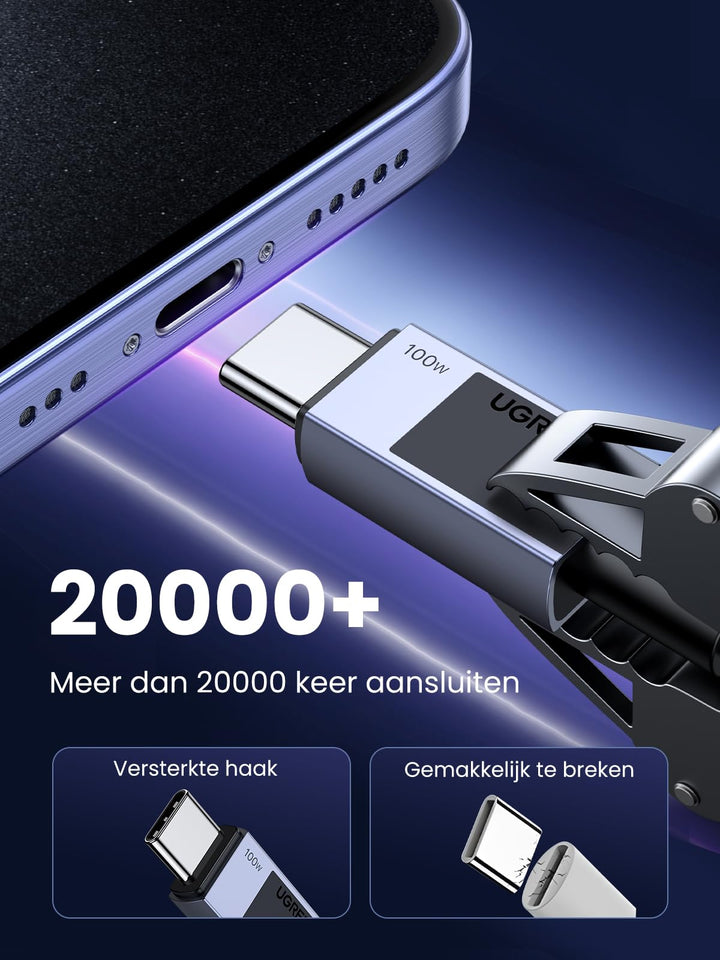 UGREEN 100W USB C - kabel PD 3.0 oplaadkabel USB C naar USB C snellaadkabel 5A/20V (0.5m)