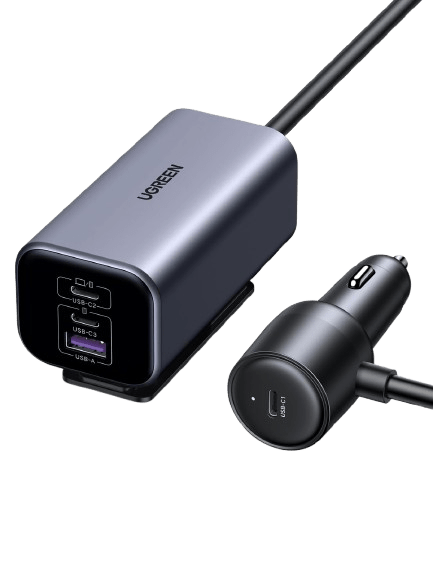 UGREEN 130W GaN sigarettenaansteker USB PD3.0 autolader USB C 4 - poorts