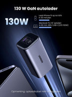 UGREEN 130W GaN sigarettenaansteker USB PD3.0 autolader USB C 4 - poorts