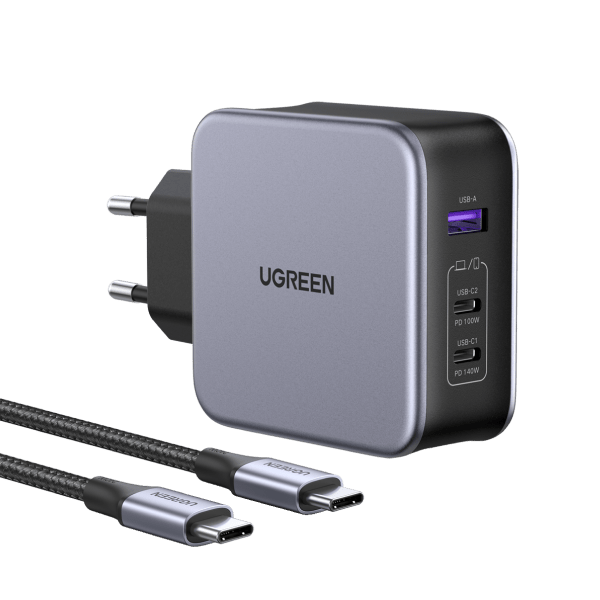 UGREEN Nexode 140W USB C Oplader PD 3.1 USB C Voeding GaN 3 Poorts Charger