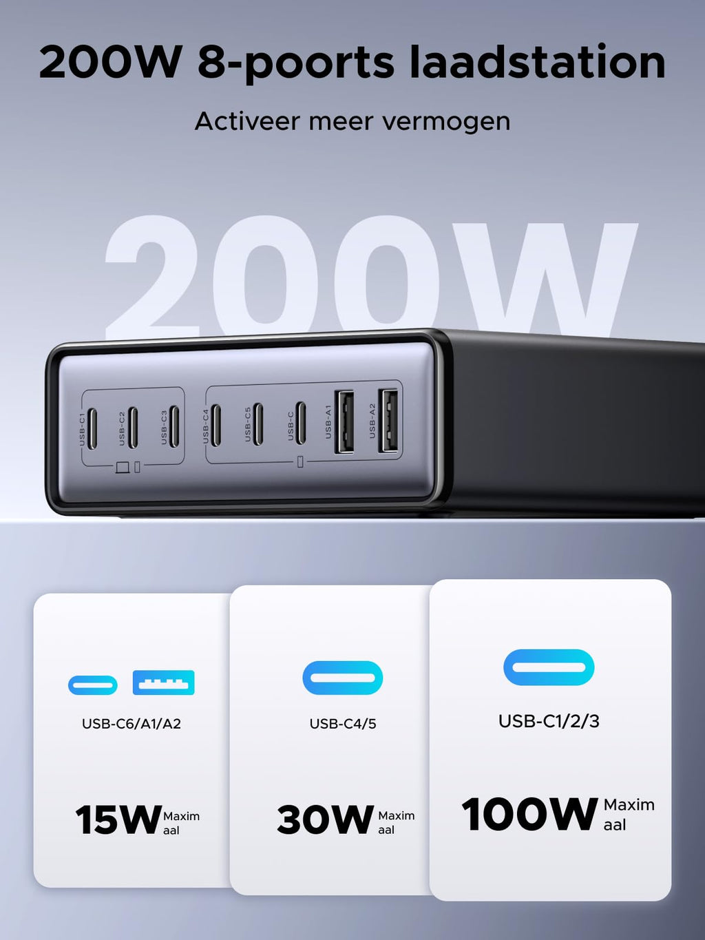 UGREEN 200W 8 - Poorts GaN Desktop Snellader