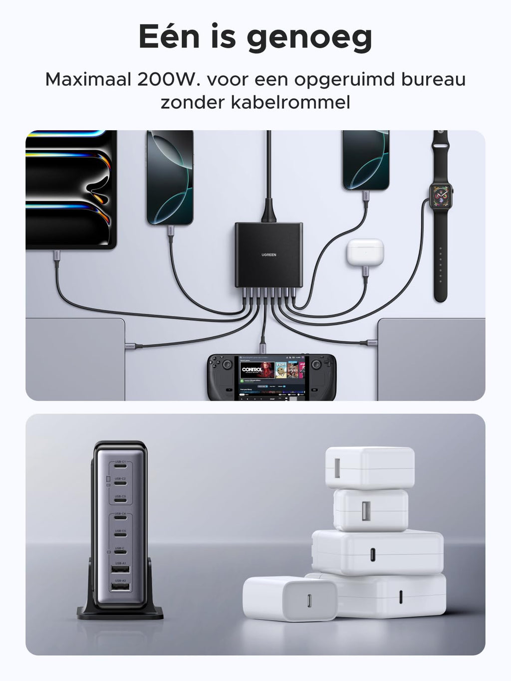 UGREEN 200W 8 - Poorts GaN Desktop Snellader