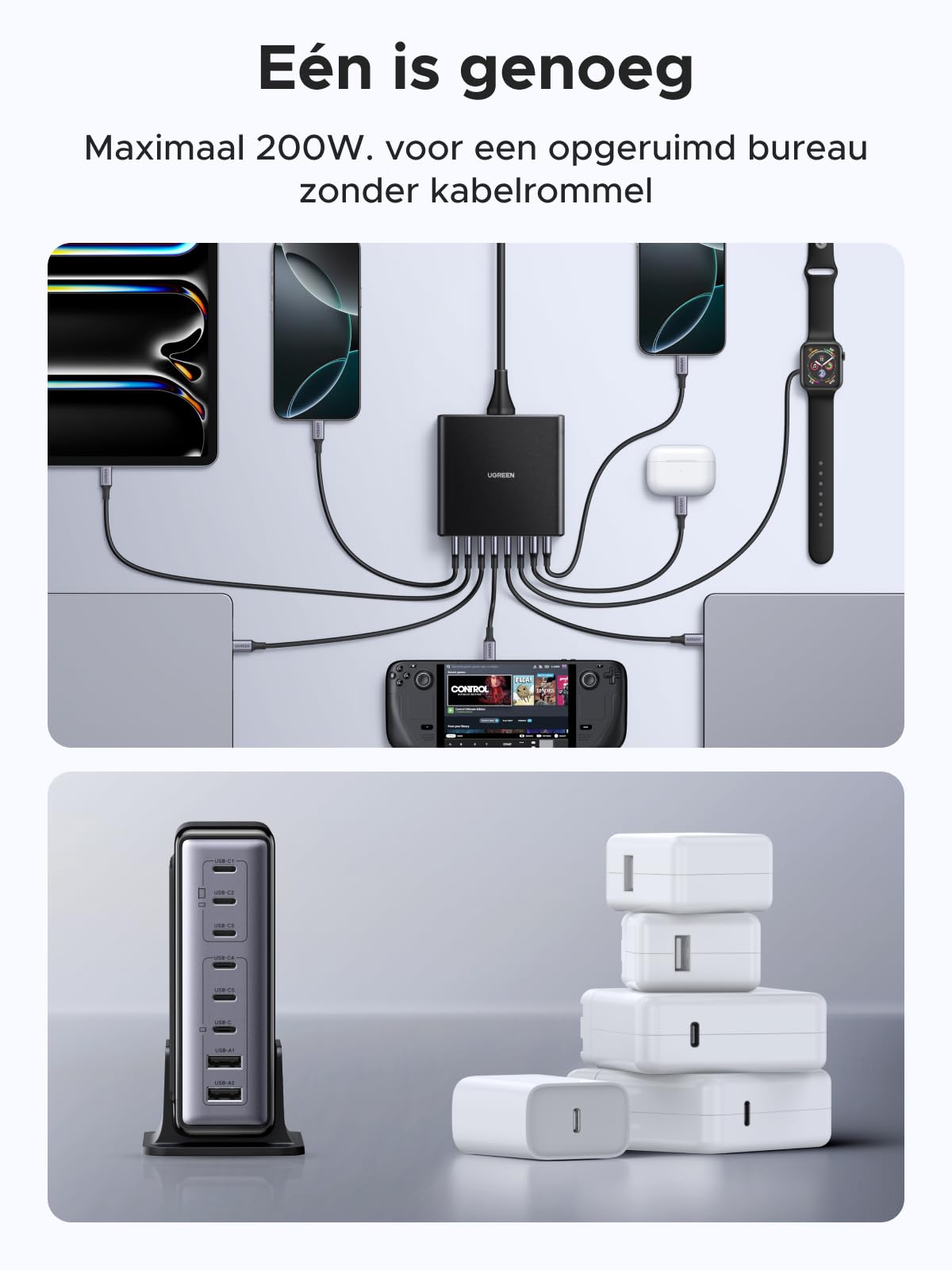 UGREEN 200W 8 - Poorts GaN Desktop Snellader