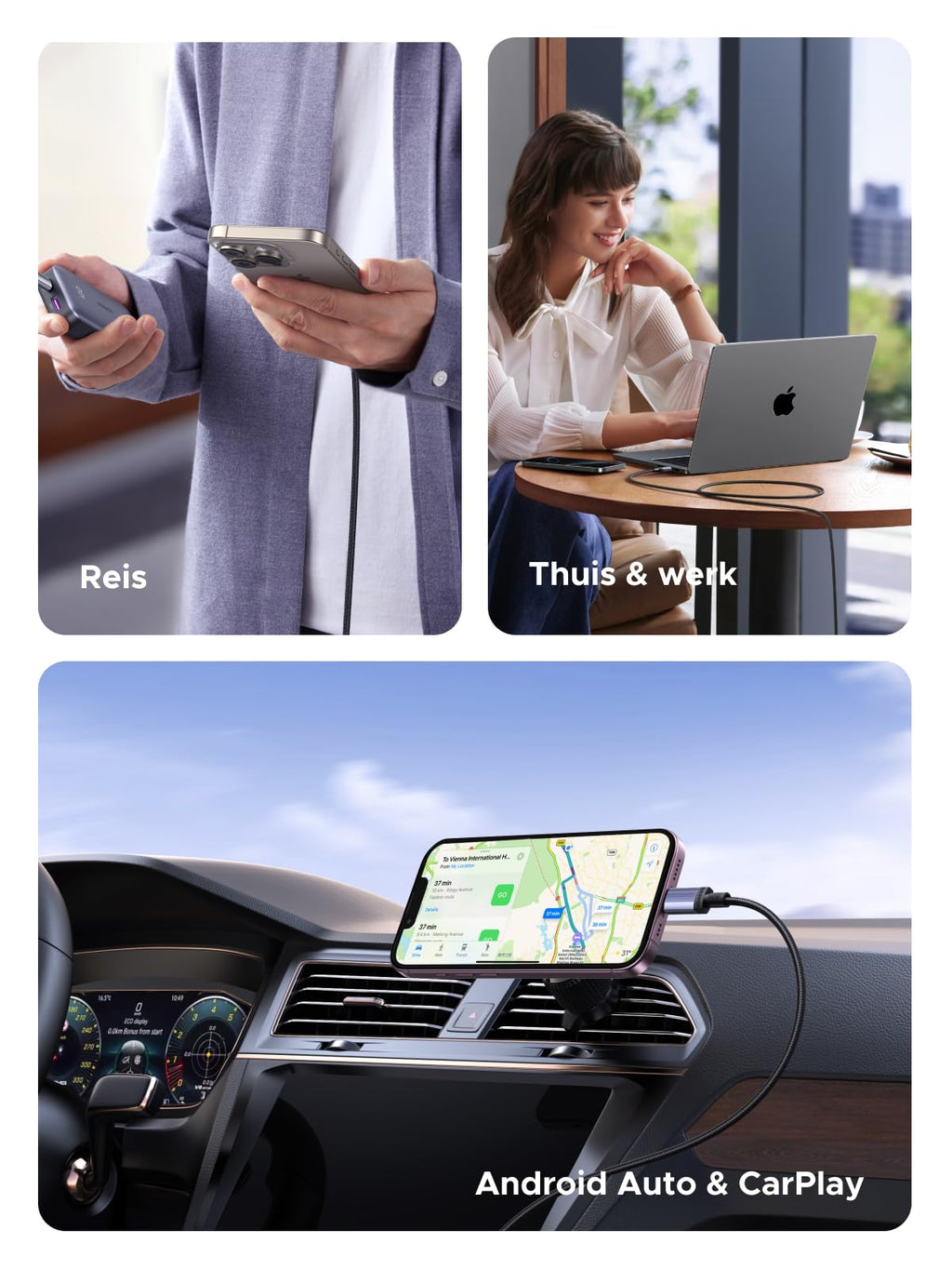 UGREEN 240W USB - C naar USB - C Oplaadkabel (Nylon Gevlochten)