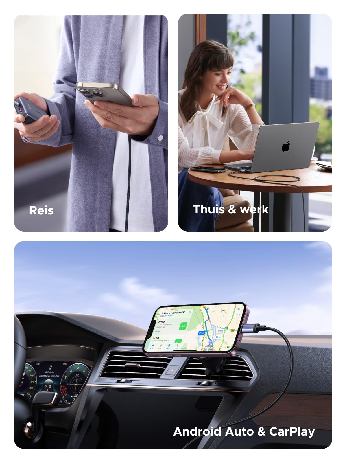 UGREEN 240W USB - C naar USB - C Oplaadkabel (Nylon Gevlochten)