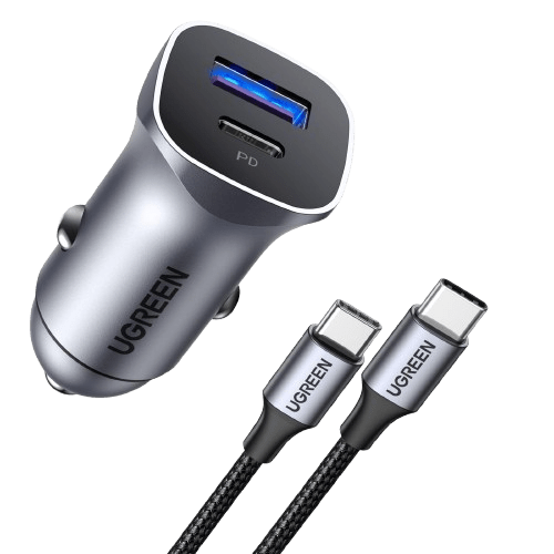 UGREEN 30W 2-in-1 Autolader met 1M USB C Kabel
