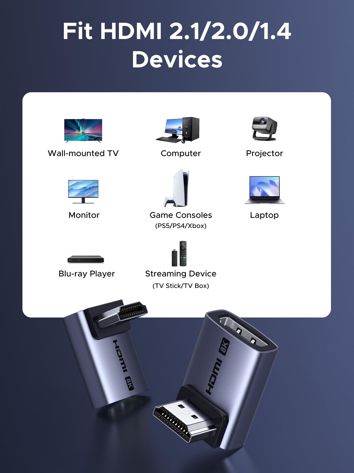 UGREEN 8K HDMI Haakse Adapterset (2 - Pack)