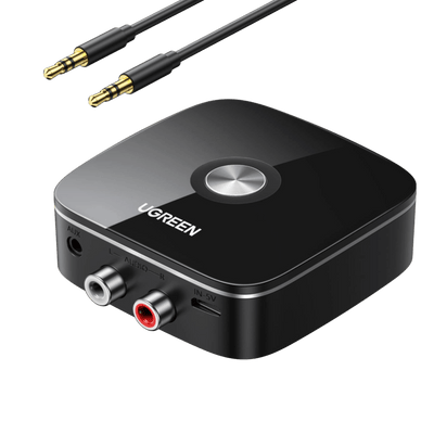 UGREEN Bluetooth 5.0 Ontvanger HiFi Bluetooth Adapter Draadloze Bluetooth Audioadapter 3,5mm en 2RCA Dual Connection HiFi Ontvanger.