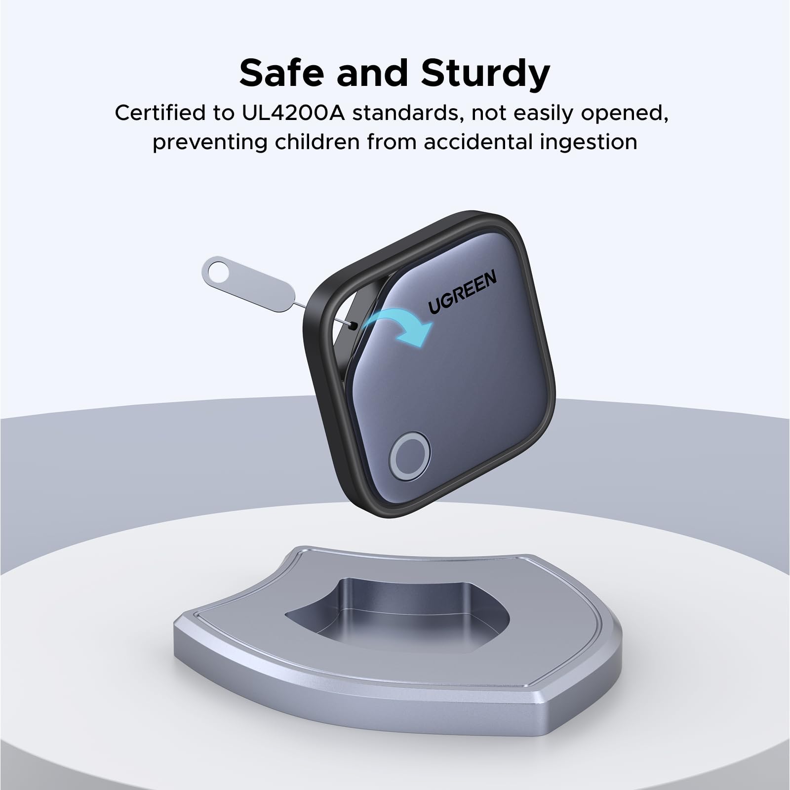 UGREEN Finder compatibel met Apple Find My (alleen iOS), Bluetooth tracker voor bagage, sleutelvinder, smart tag voor sleutels, koffers, paspoorten met vervangbare batterij