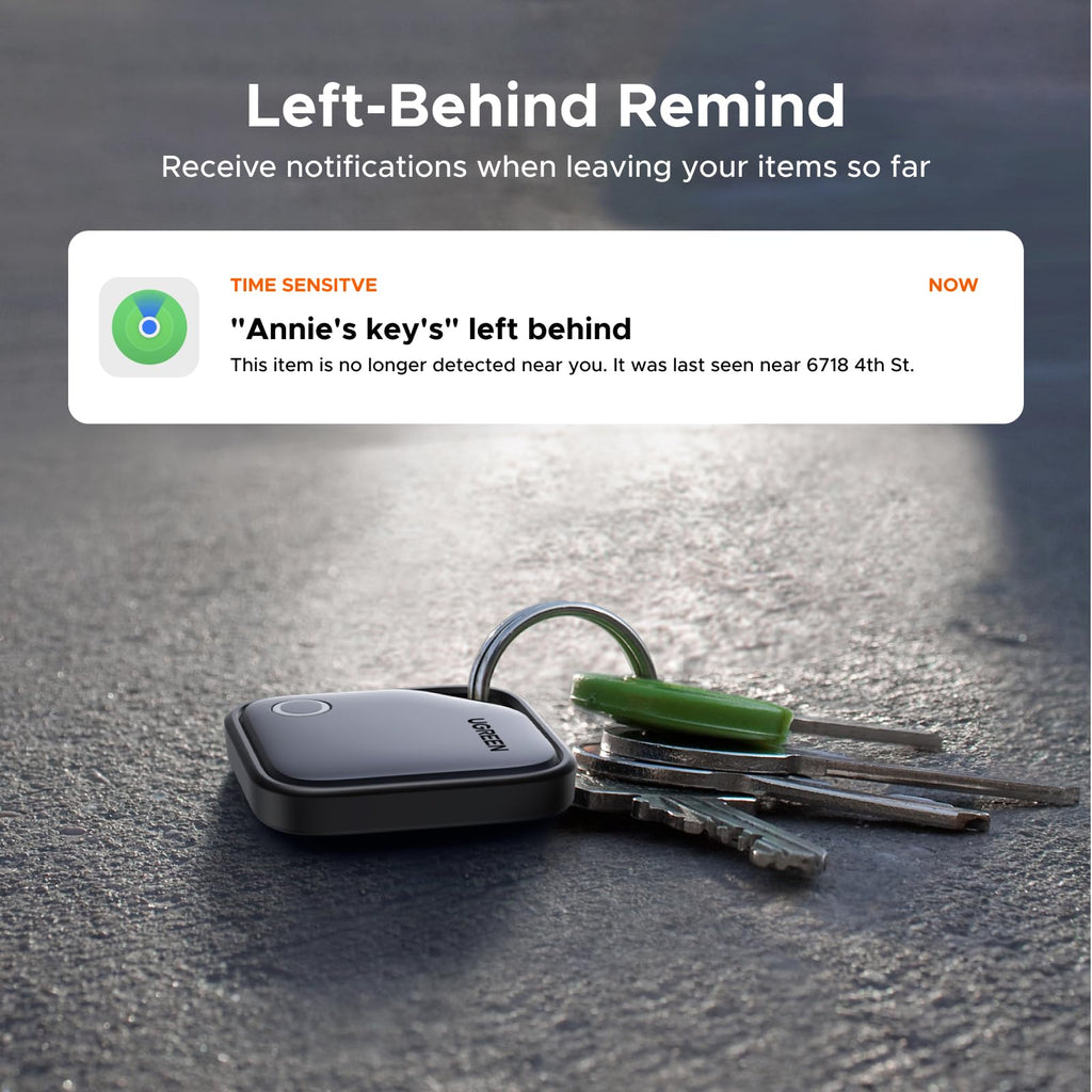 UGREEN Finder compatibel met Apple Find My (alleen iOS), Bluetooth tracker voor bagage, sleutelvinder, smart tag voor sleutels, koffers, paspoorten met vervangbare batterij