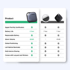 UGREEN Finder compatibel met Apple Find My (alleen iOS), Bluetooth tracker voor bagage, sleutelvinder, smart tag voor sleutels, koffers, paspoorten met vervangbare batterij