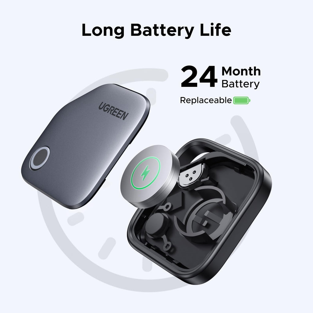 UGREEN Finder compatibel met Apple Find My (alleen iOS), Bluetooth tracker voor bagage, sleutelvinder, smart tag voor sleutels, koffers, paspoorten met vervangbare batterij