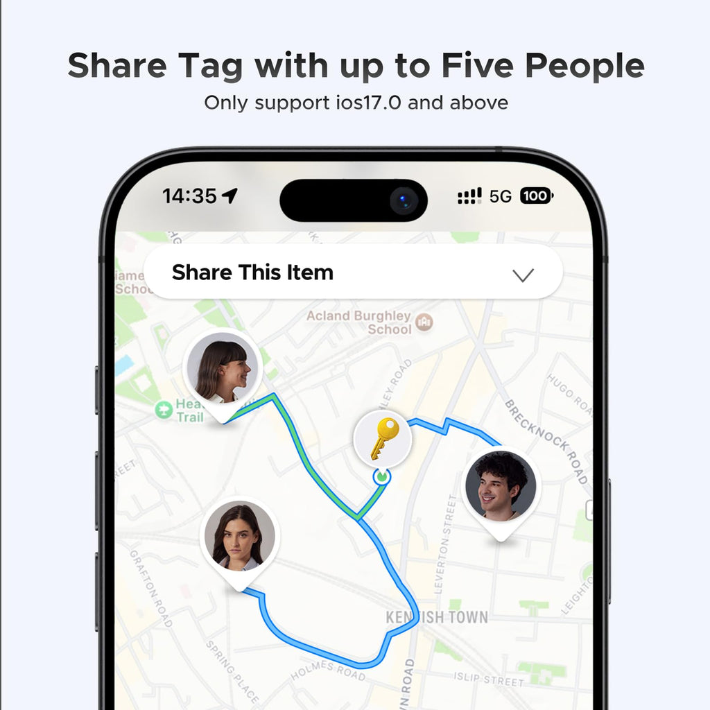 UGREEN Finder compatibel met Apple Find My (alleen iOS), Bluetooth tracker voor bagage, sleutelvinder, smart tag voor sleutels, koffers, paspoorten met vervangbare batterij