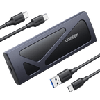 UGREEN M.2 Adapter NVMe SSD Harde Schijf Behuizing USB C 3.2 Gen 2 10Gbps UASP NVMe M.2 2230 2242 2260 2280 SSD NVME M2 Adapter met USB A naar C en USB C naar C Kabels (Zwart)