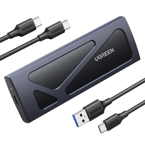 UGREEN M.2 Adapter NVMe SSD Harde Schijf Behuizing USB C 3.2 Gen 2 10Gbps UASP NVMe M.2 2230 2242 2260 2280 SSD NVME M2 Adapter met USB A naar C en USB C naar C Kabels (Zwart)