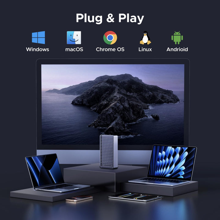 NVMe behuizing compatibel met Thunderbolt 3/4 USB 4/3.2/3.1/3.0 Type C, SANZANG 40Gbit/s M.2 SSD-behuizing voor 2280 M-Key (B M Key) NVMe SSD, tot 2700 MB/s, grijs