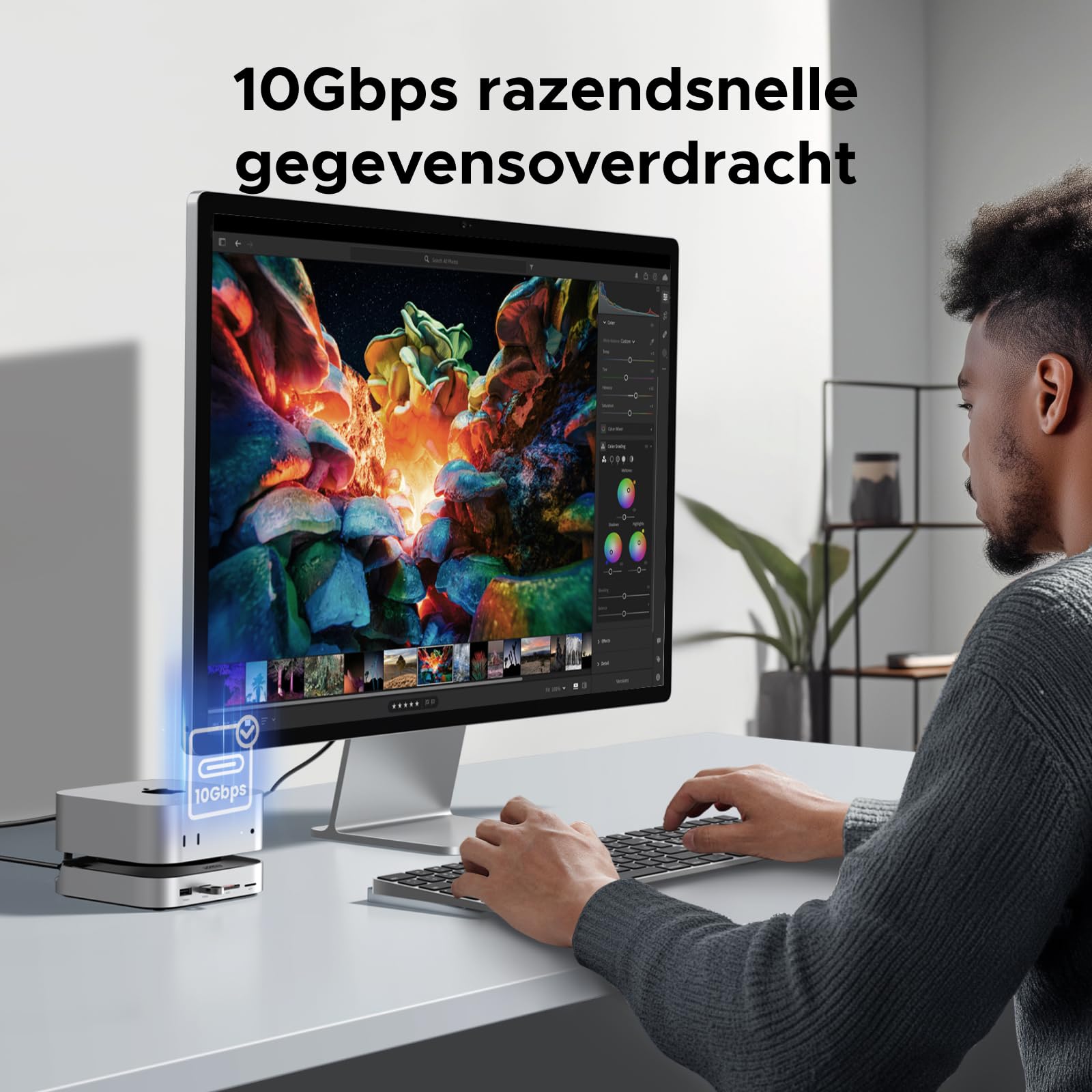 UGREEN Mac Mini M4 Dock met dubbele 4K DisplayPort, 10Gbps USB en NVMe - slot