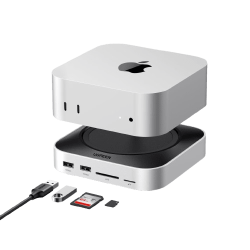 UGREEN Mac Mini M4 Dock met dubbele 4K DisplayPort, 10Gbps USB en NVMe - slot