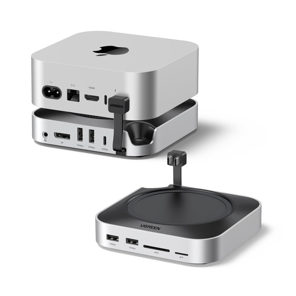 UGREEN Mac Mini M4 Dock met dubbele 4K DisplayPort, 10Gbps USB en NVMe - slot