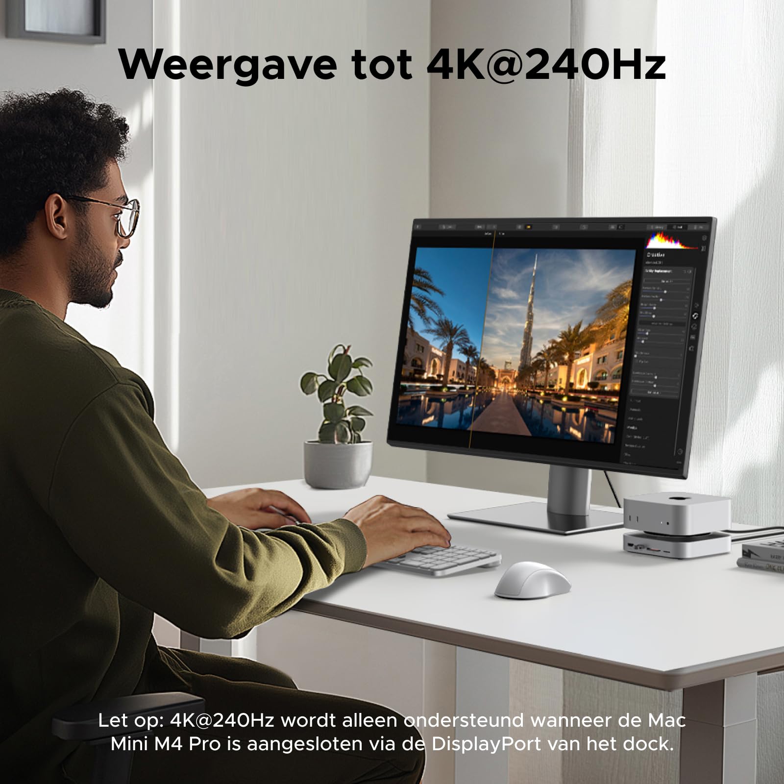 UGREEN Mac Mini M4 Dock met dubbele 4K DisplayPort, 10Gbps USB en NVMe - slot