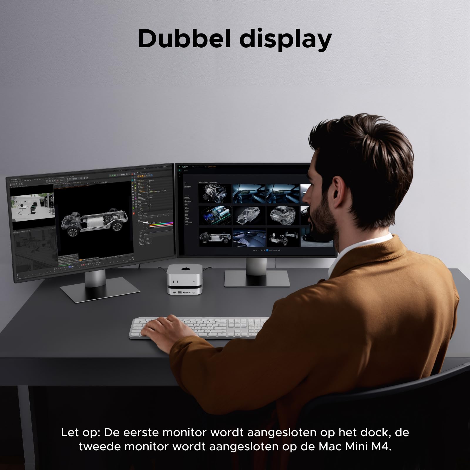 UGREEN Mac Mini M4 Dock met dubbele 4K DisplayPort, 10Gbps USB en NVMe - slot