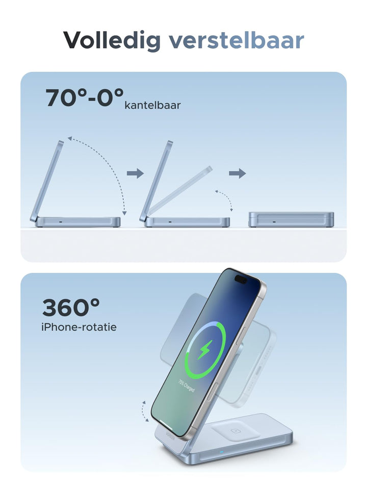 UGREEN MagFlow 2 - in - 1 Magnetische Draadloze Oplader 25W (MagSafe - compatibel)