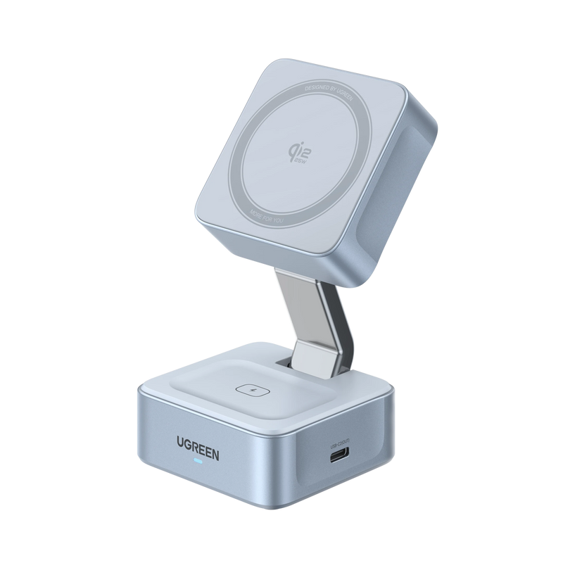 UGREEN MagFlow 2-in-1 Magnetische Draadloze Oplader (Qi2 25W, MagSafe-compatibel)
