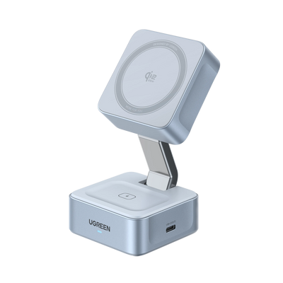 UGREEN MagFlow 2-in-1 Magnetische Draadloze Oplader (Qi2 25W, MagSafe-compatibel)