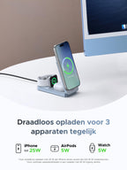 UGREEN MagFlow 3 - in - 1 Magnetische Draadloze Oplader 25W (MagSafe compatible)