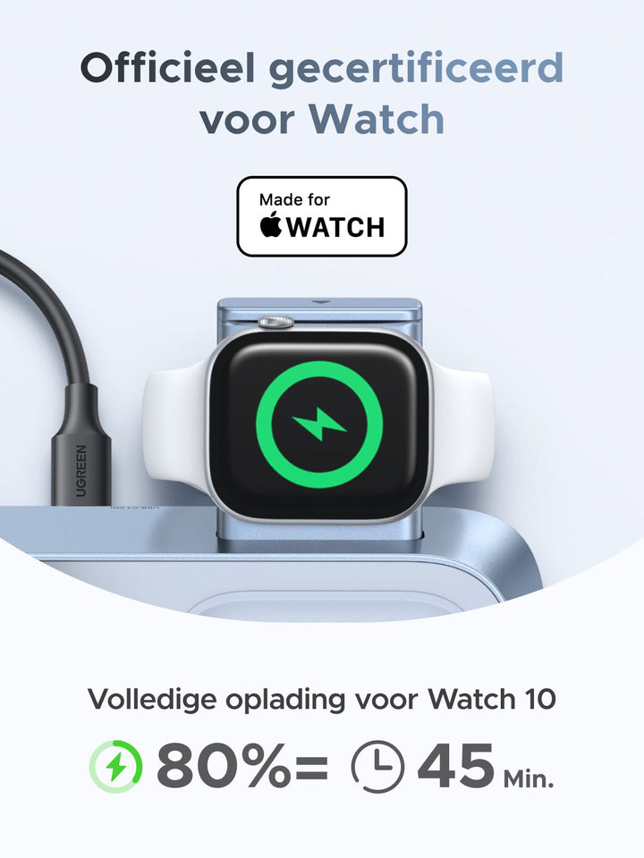 UGREEN MagFlow 3 - in - 1 Magnetische Draadloze Oplader (Qi2 25W, MagSafe - compatibel)